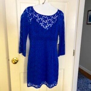 Laundry by Shelli Segal blue lace mini dress, size 4.
